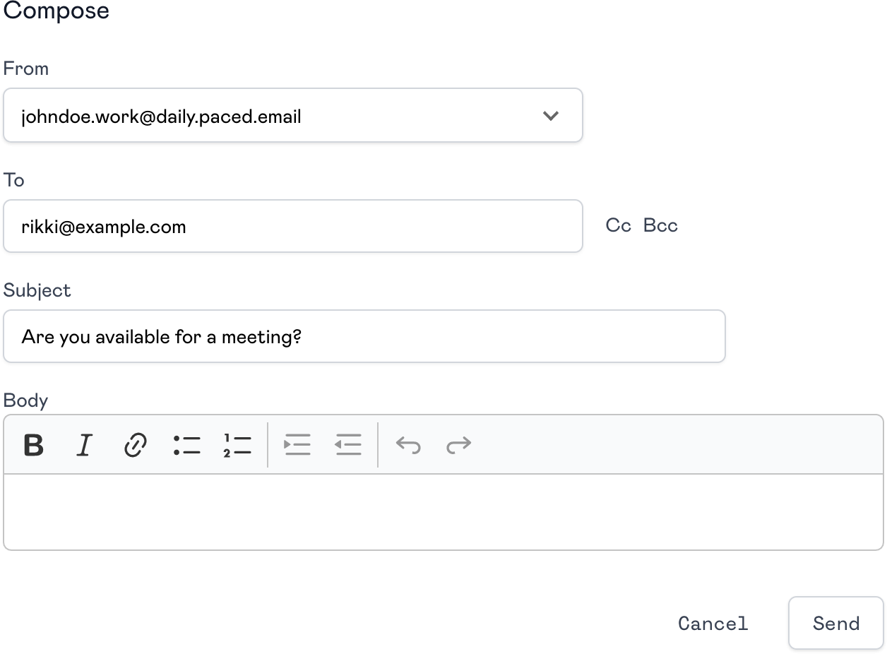Send email directly from the product using the compose and reply features